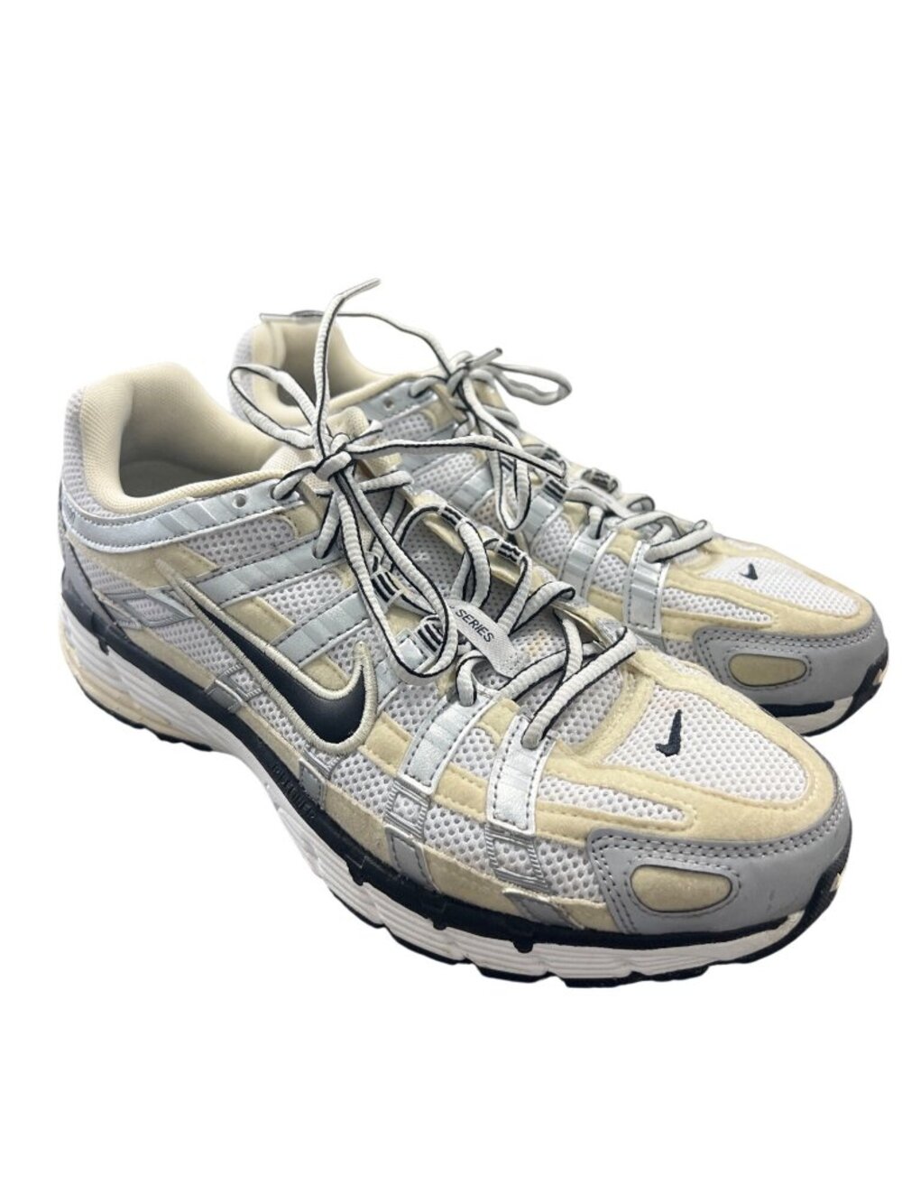 Nike P-6000 Running Shoes Size 9.5 Lace Up White Gray Lightweight Mesh Sporty